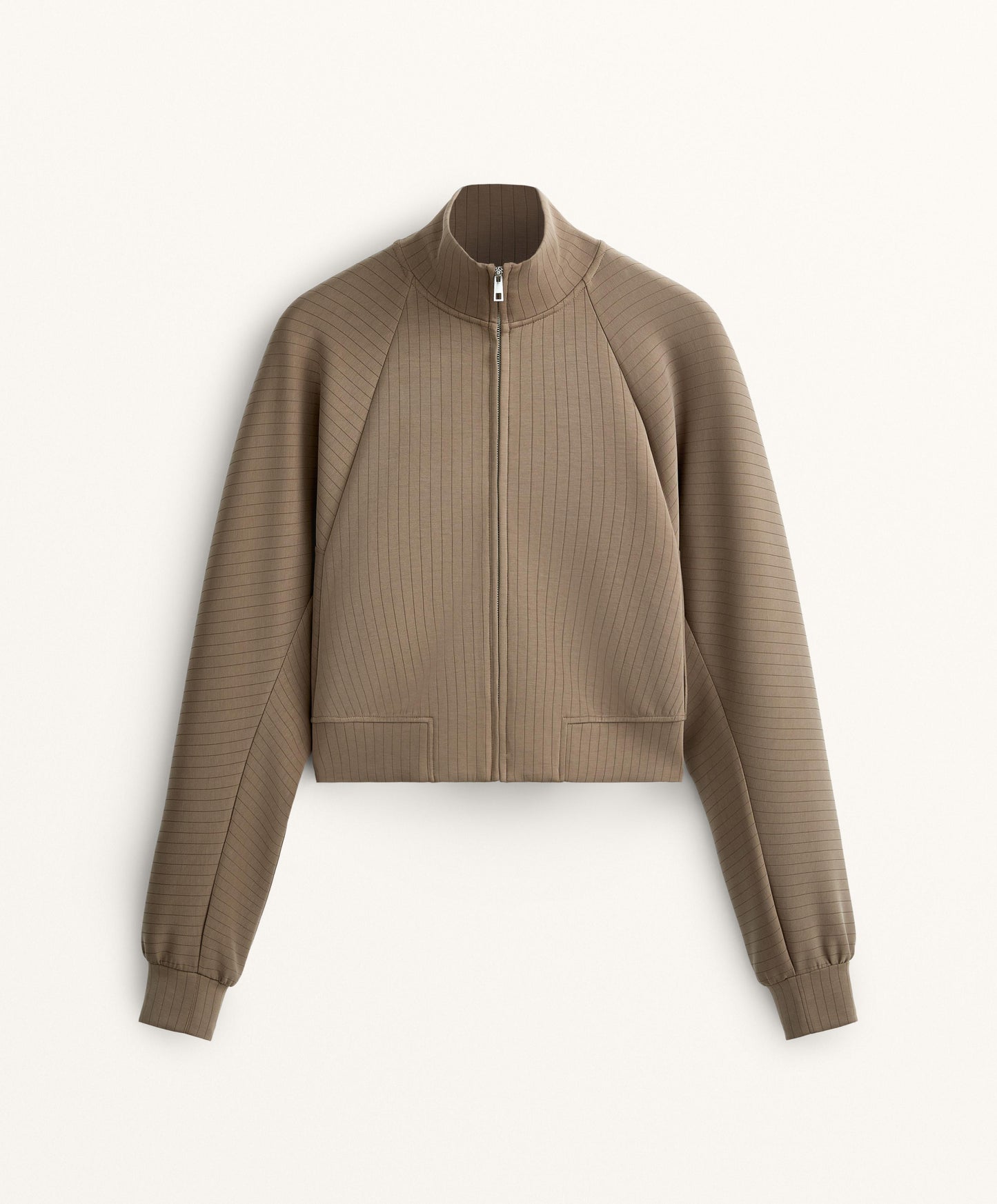 Striped high neck jacket with soft touch modal