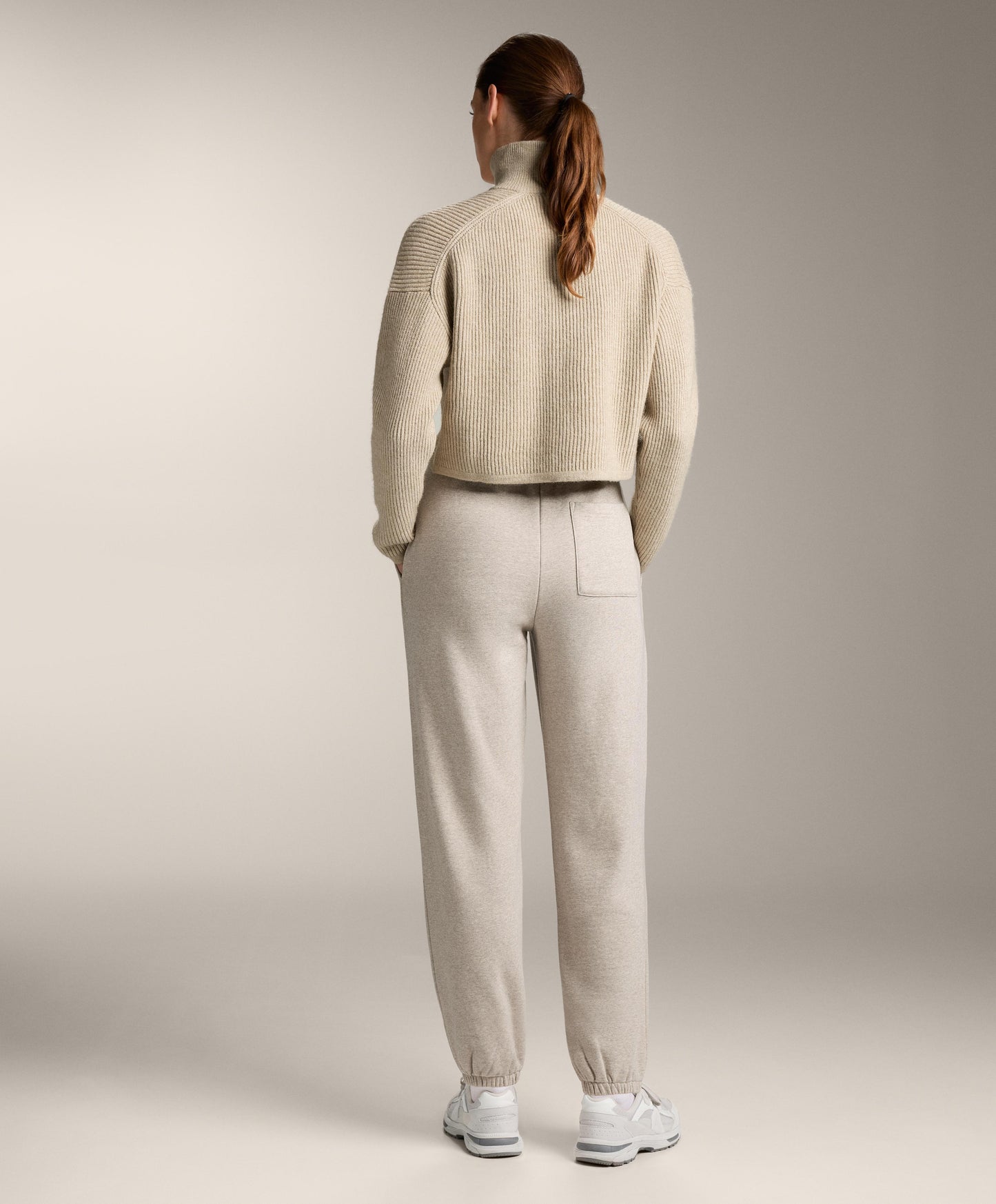 Crop high neck rib knit jacket