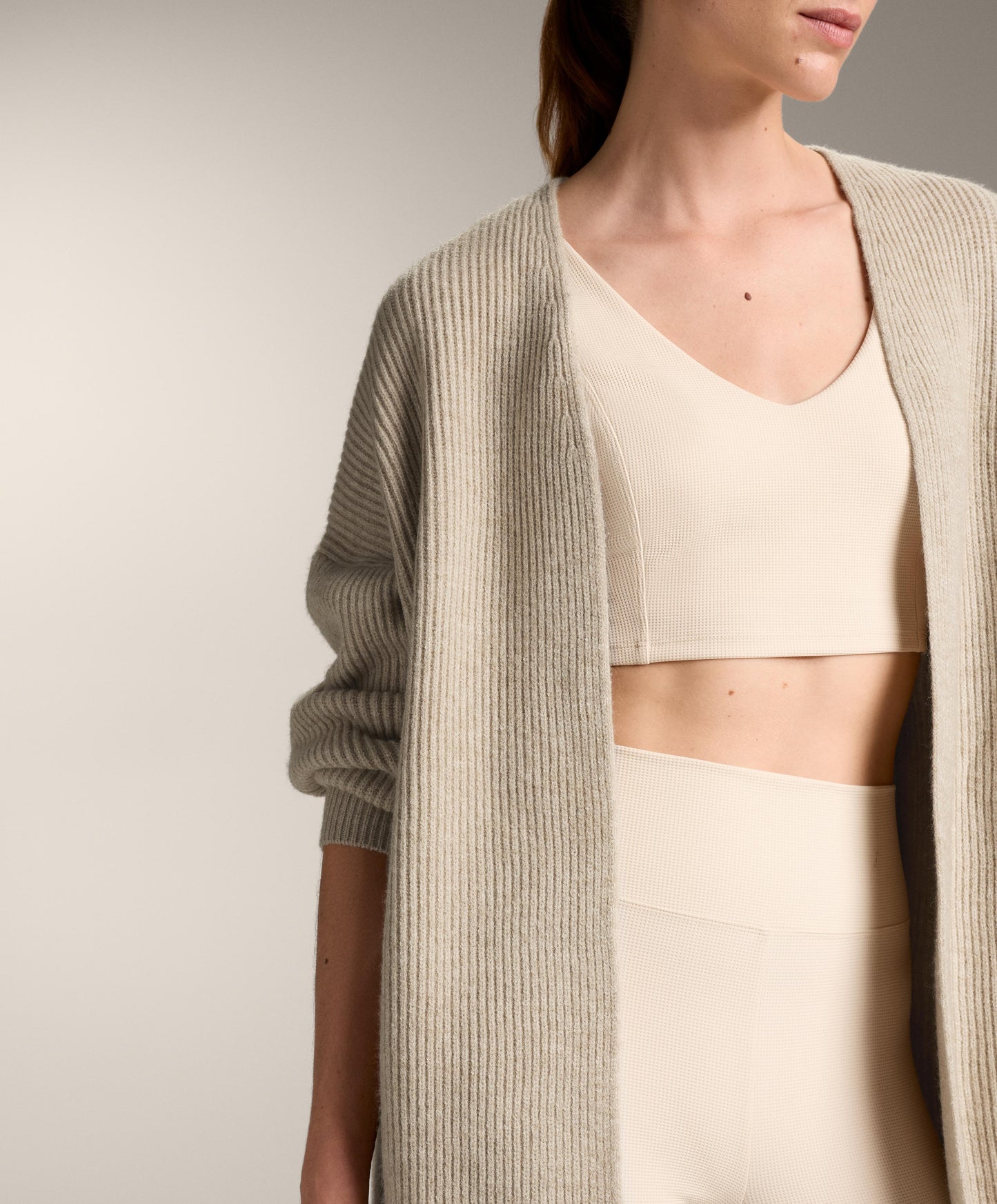 Long ribbed knit cardigan