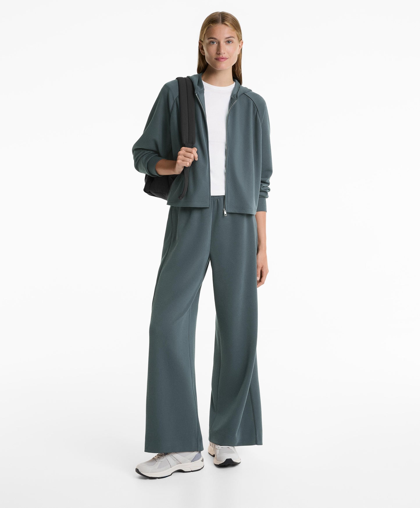 Rib 29% modal hooded jacket