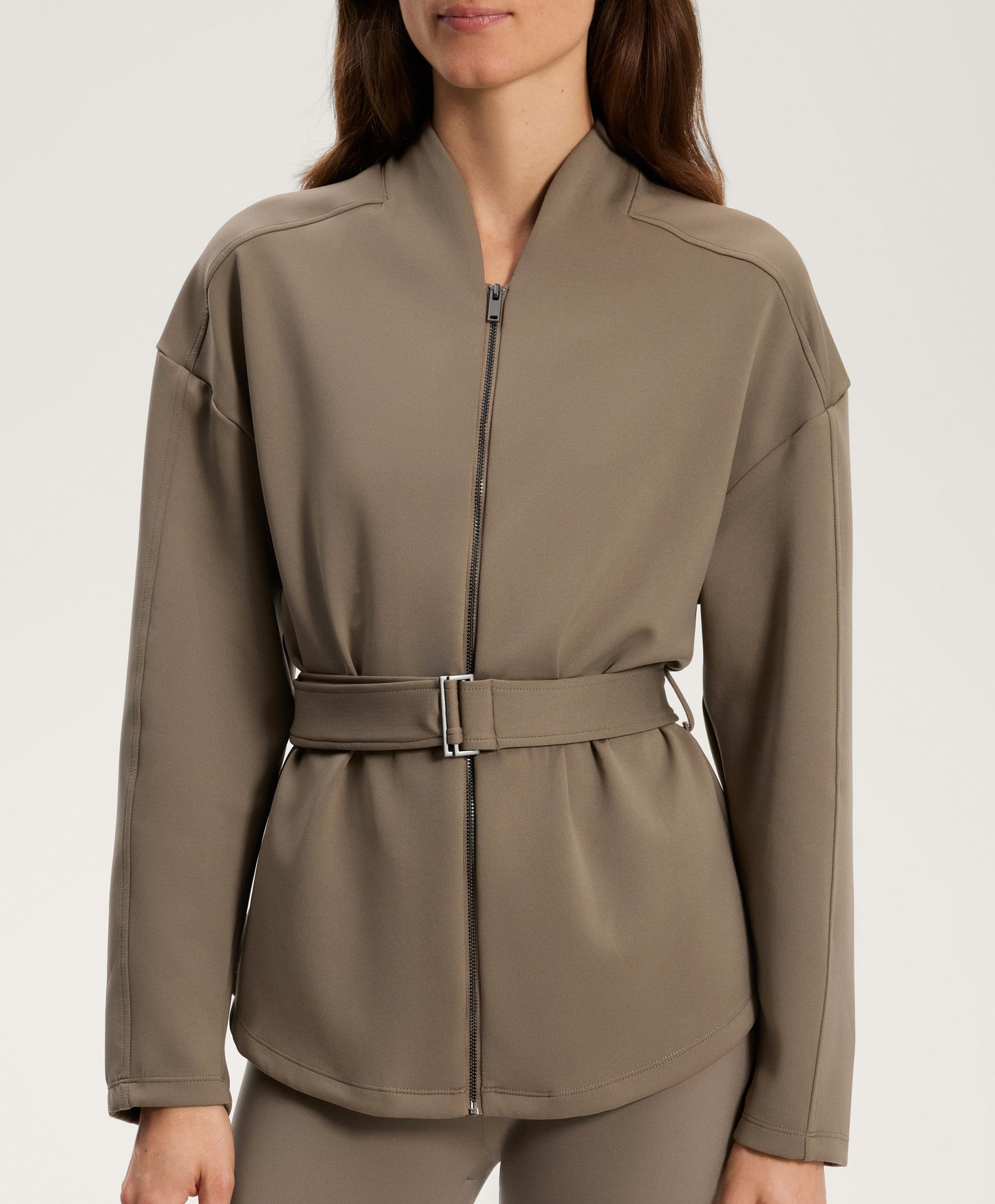 Neoprene-effect jacket with belt