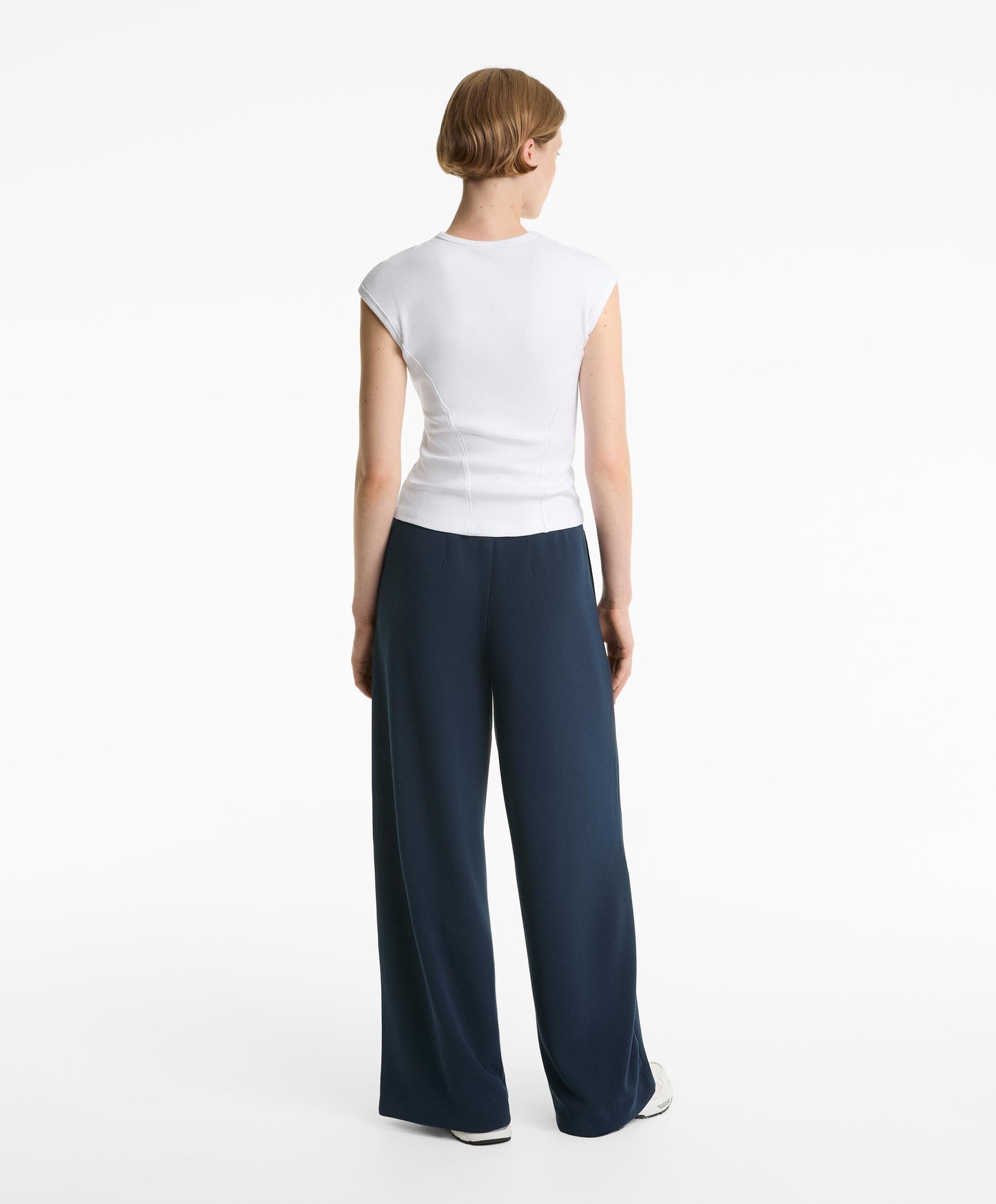 Straight-leg soft-touch modal trousers with crease