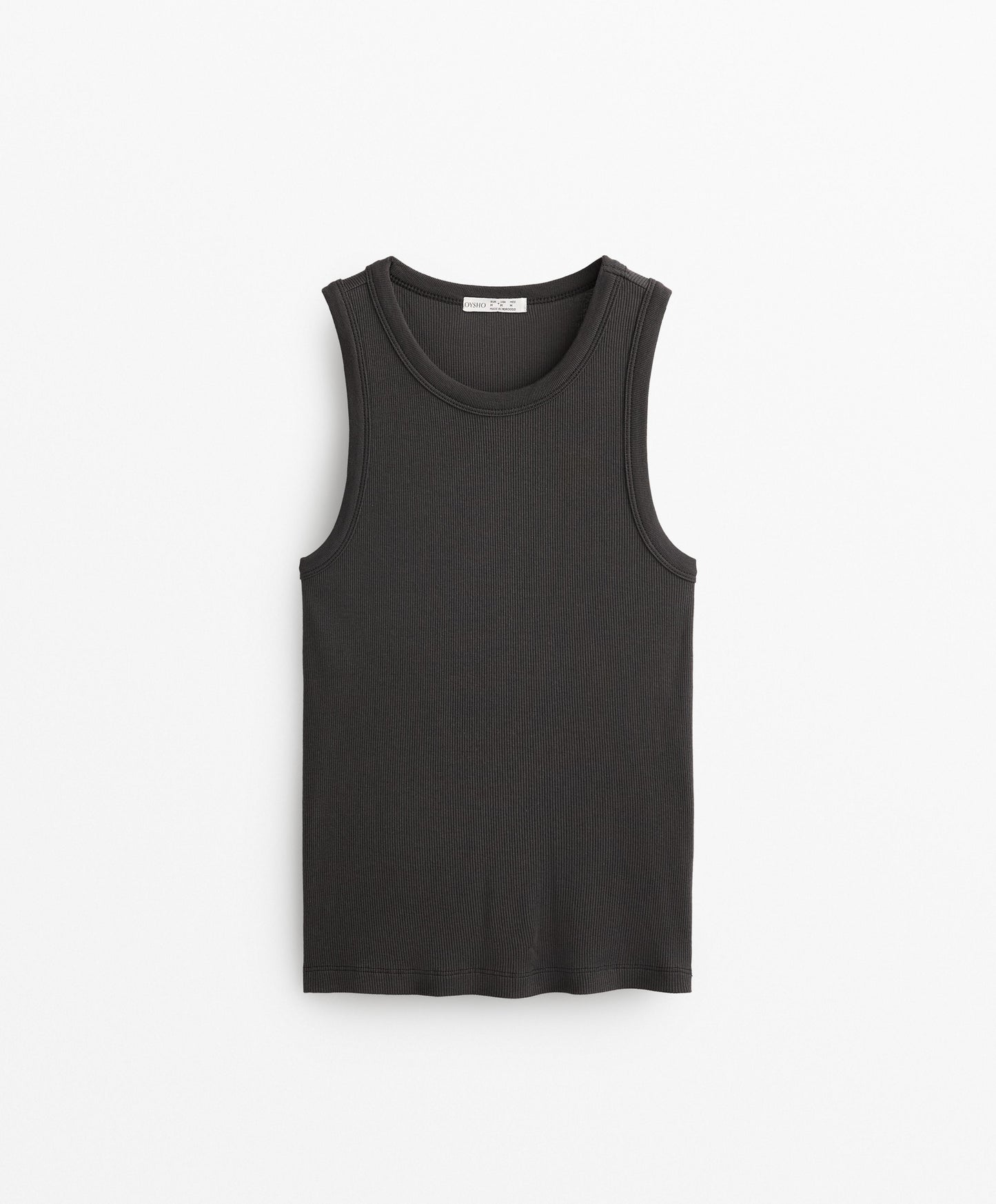 Halterneck rib T-shirt with cotton and modal