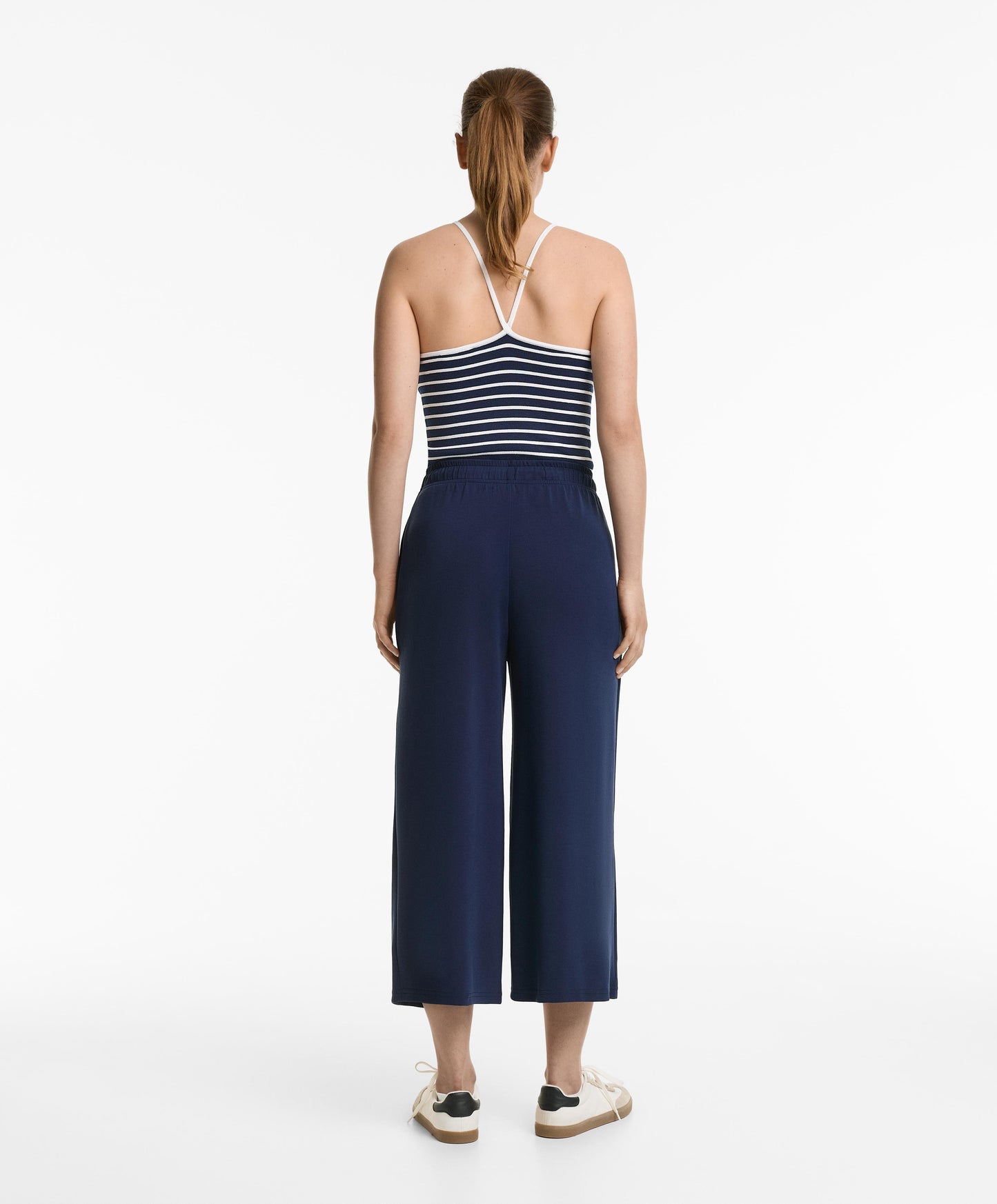 Soft-touch wide-leg crop trousers with modal