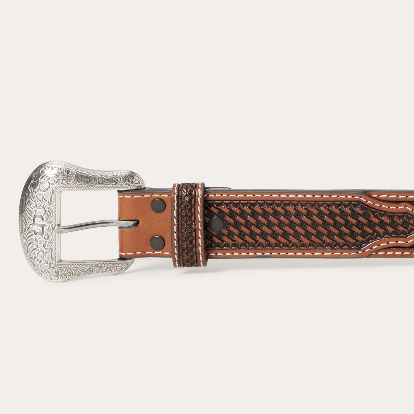 Western Icons Tooled Belt Cognac Men