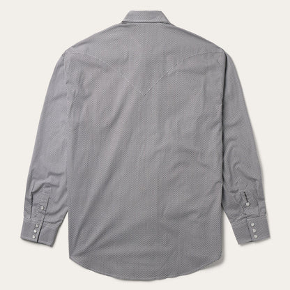 Grey Geo Print Western Shirt Men