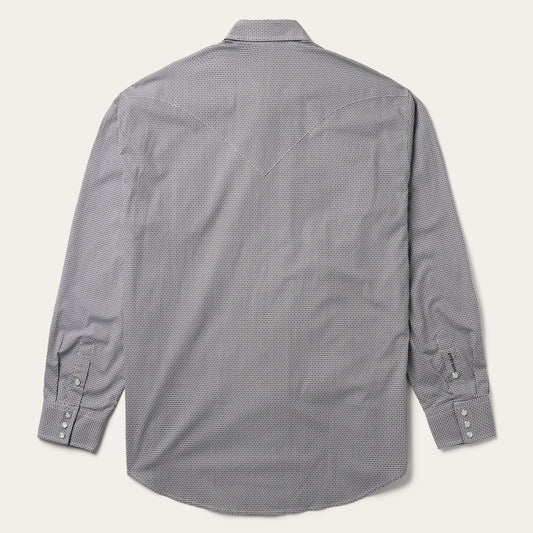 Grey Geo Print Western Shirt Men