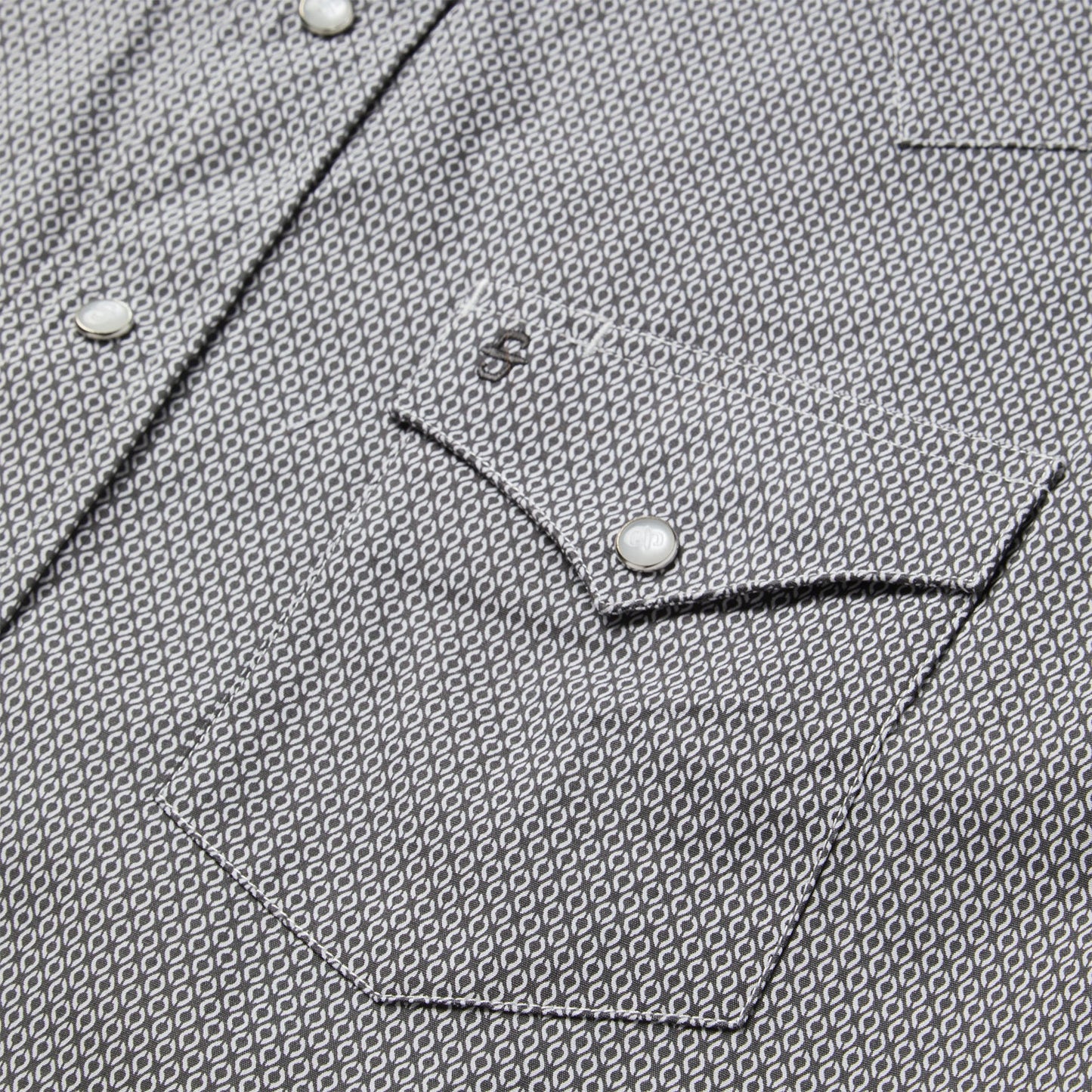 Grey Geo Print Western Shirt Men