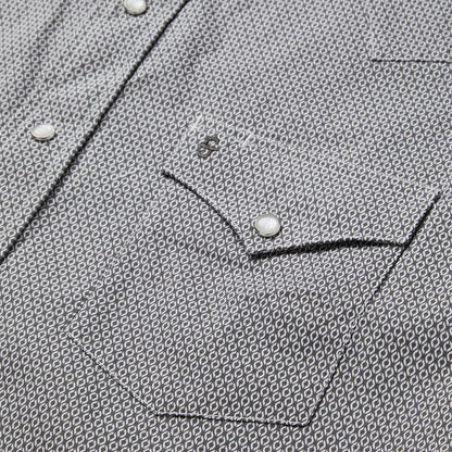 Grey Geo Print Western Shirt Men