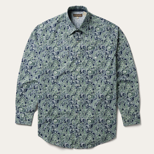 Greenspring Paisley Print Western Shirt Men