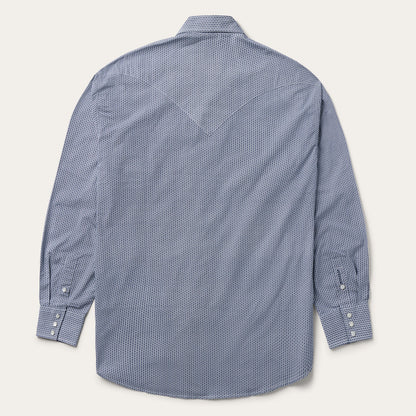 Blue Deco Geo Print Western Shirt Men