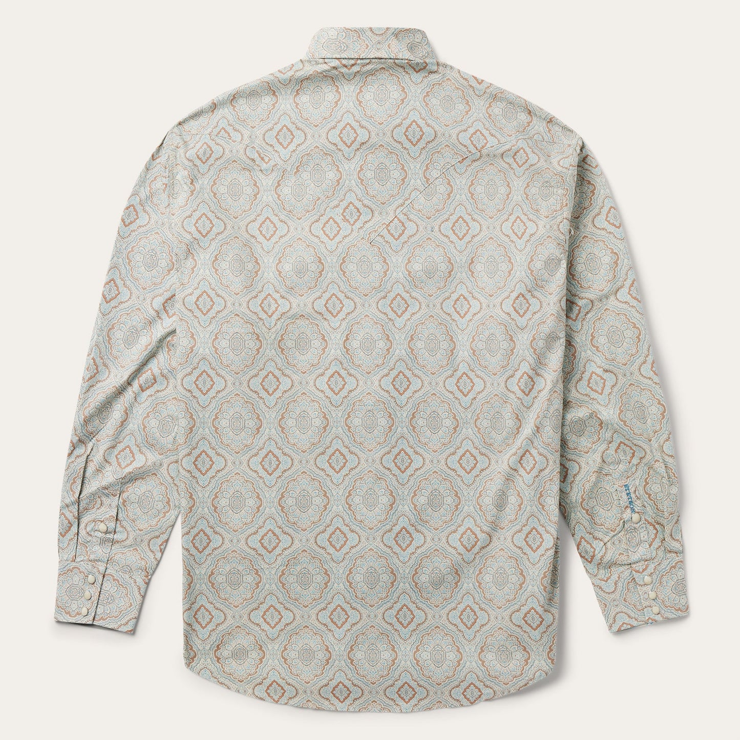 Aqua Paisley Print Western Shirt Men