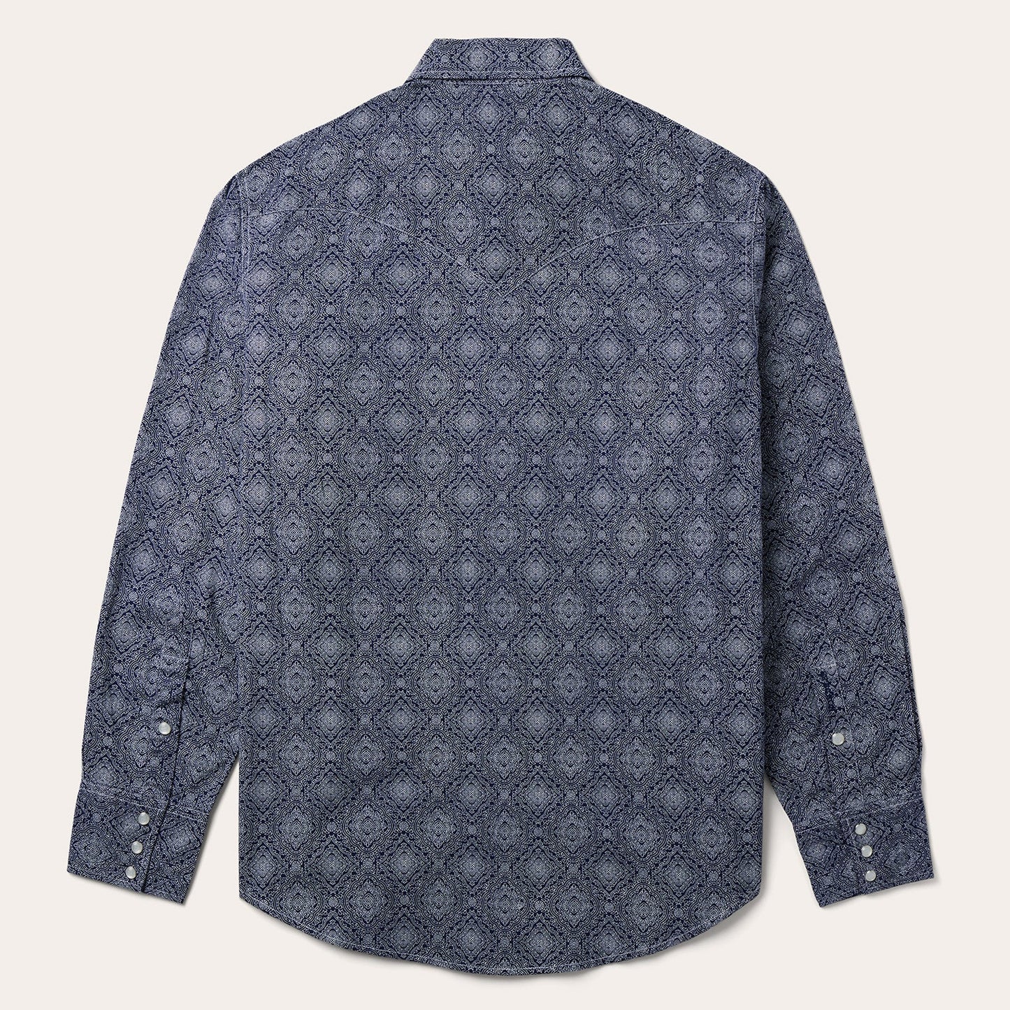 Blue Medallion Print Western Shirt Men