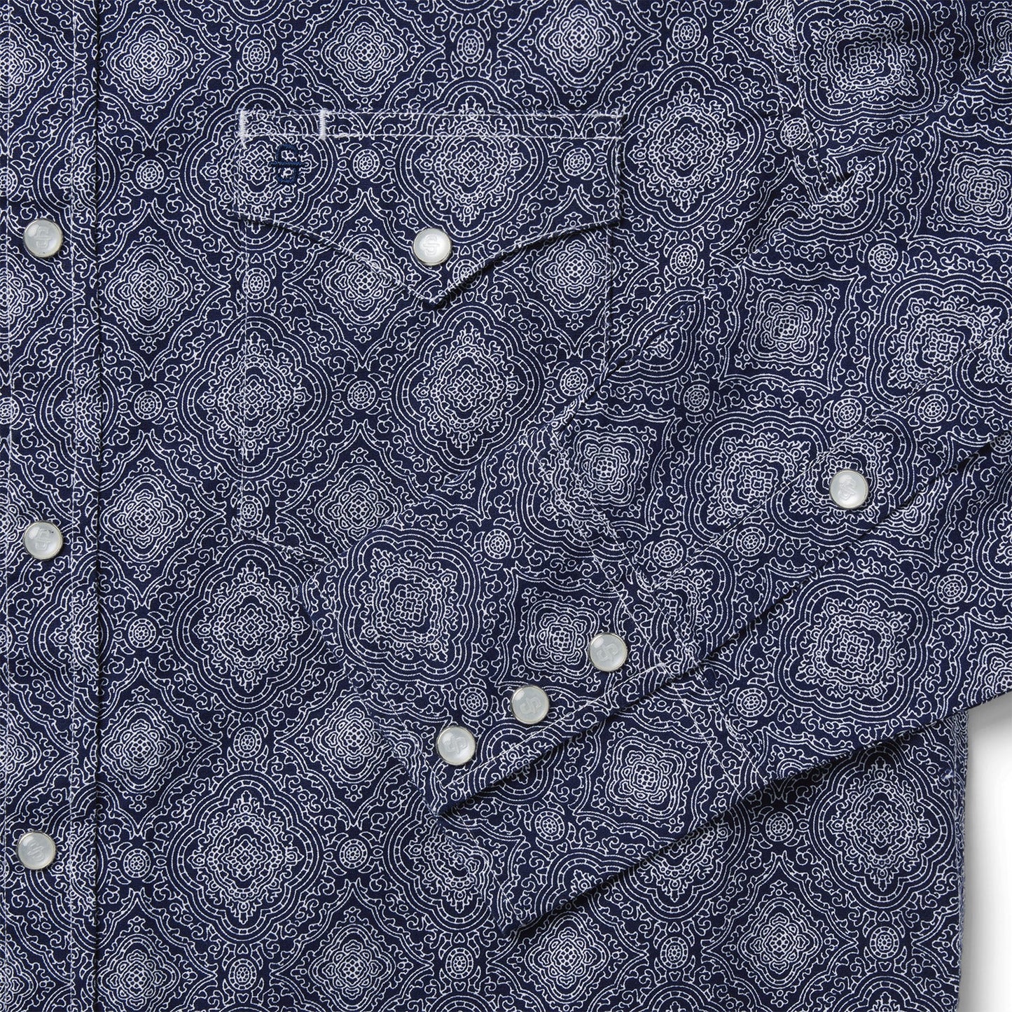 Blue Medallion Print Western Shirt Men