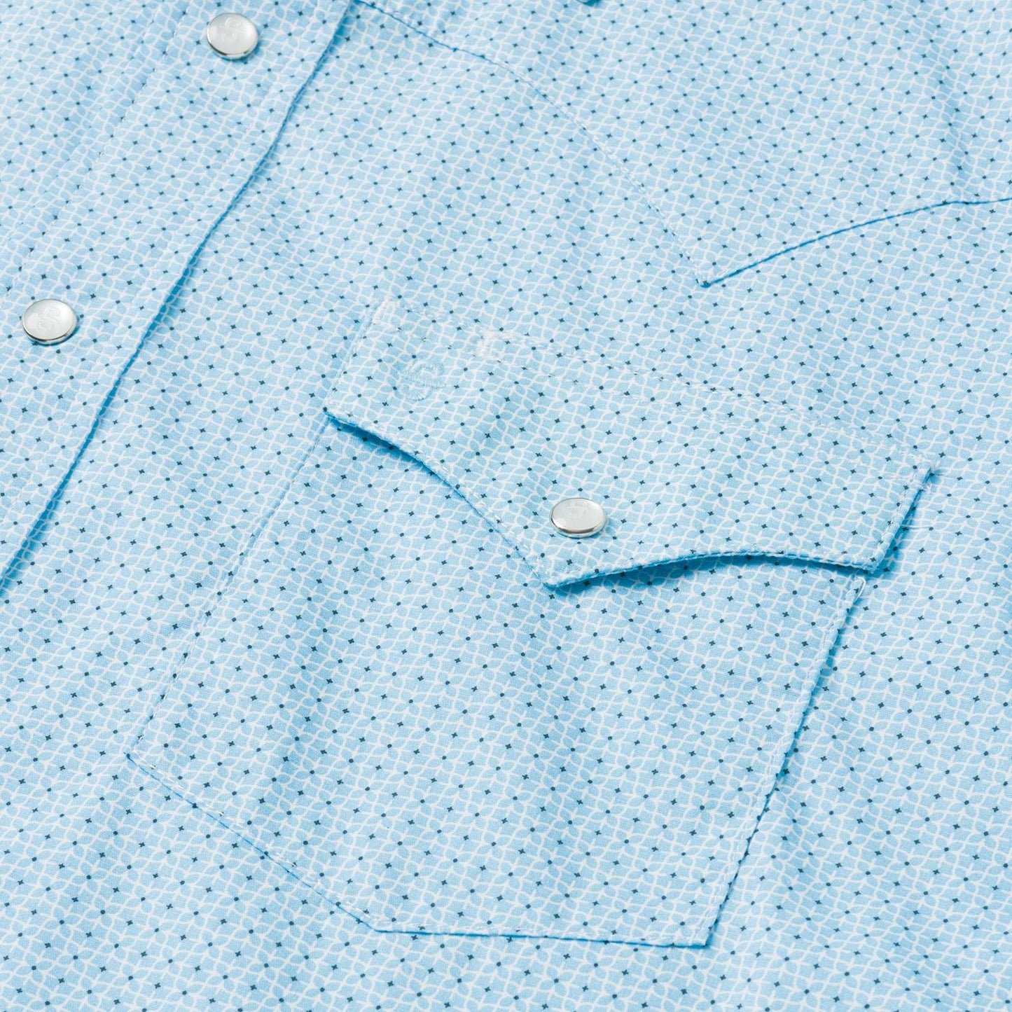 Blue Lattice Print Western Shirt Men