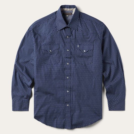 Blue Polaris Geo Print Western Shirt Men