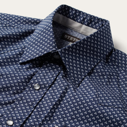 Blue Polaris Geo Print Western Shirt Men