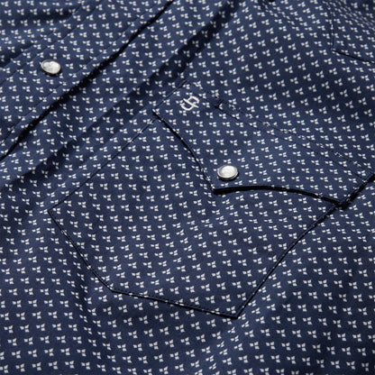 Blue Polaris Geo Print Western Shirt Men