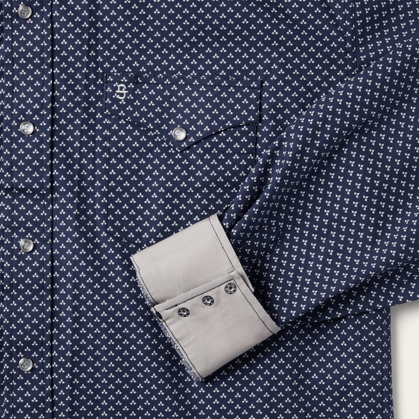 Blue Polaris Geo Print Western Shirt Men
