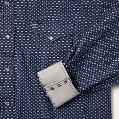 Blue Polaris Geo Print Western Shirt Men