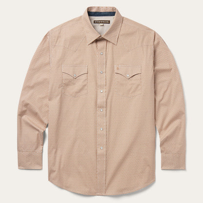 Diamond Print Western Shirt Men