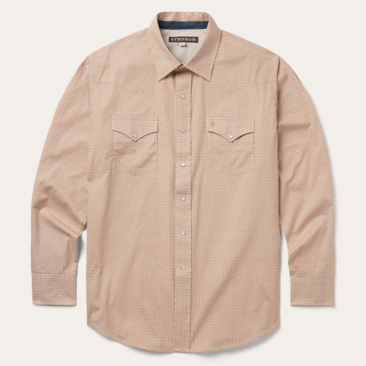 Diamond Print Western Shirt Men