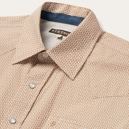 Diamond Print Western Shirt Men