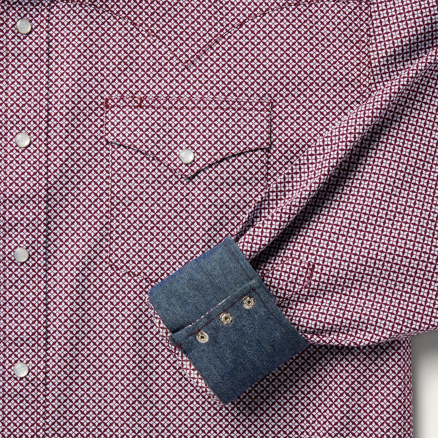 Four Point Geo Print Western Shirt Men