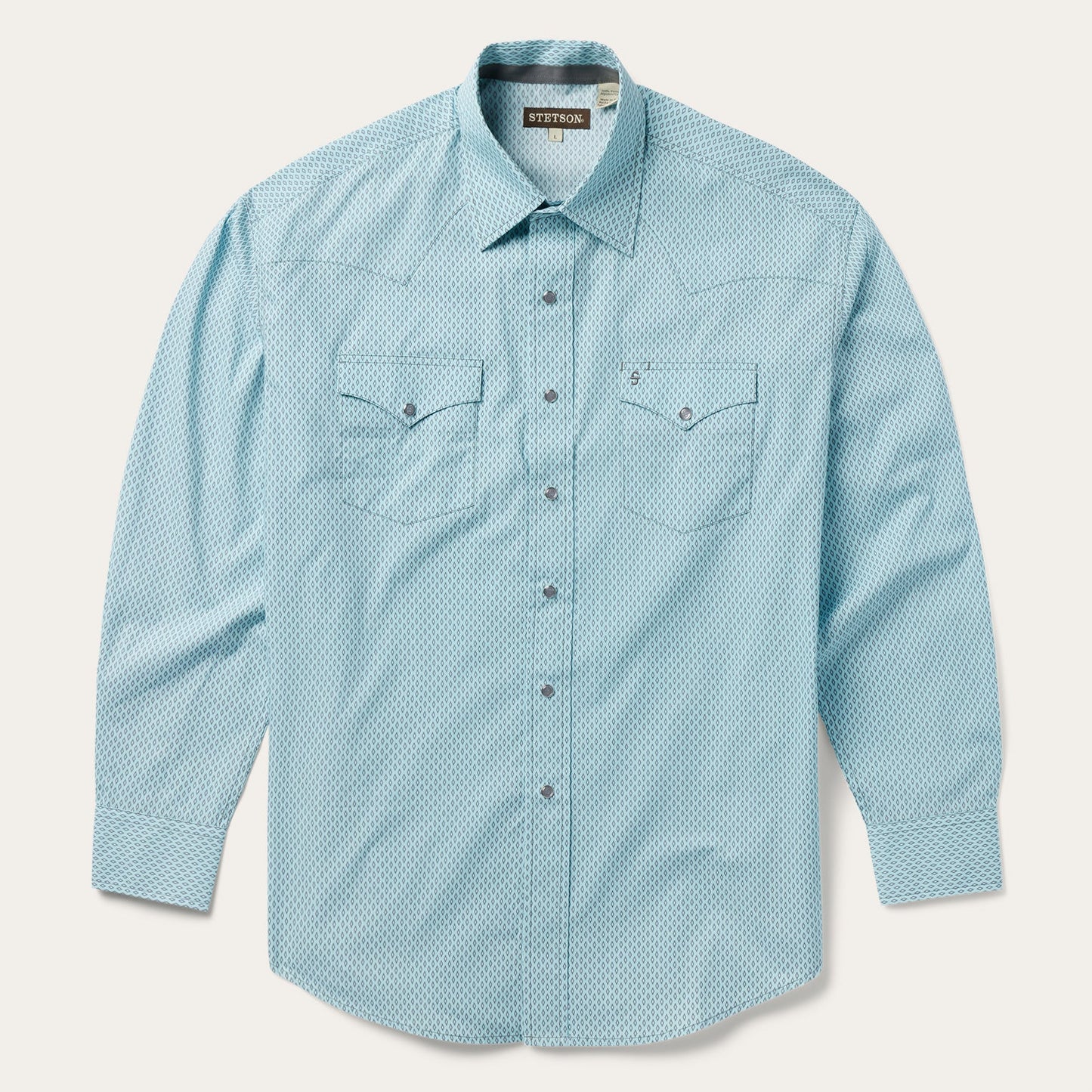Silver Diamond Neat Print Western Shirt Men