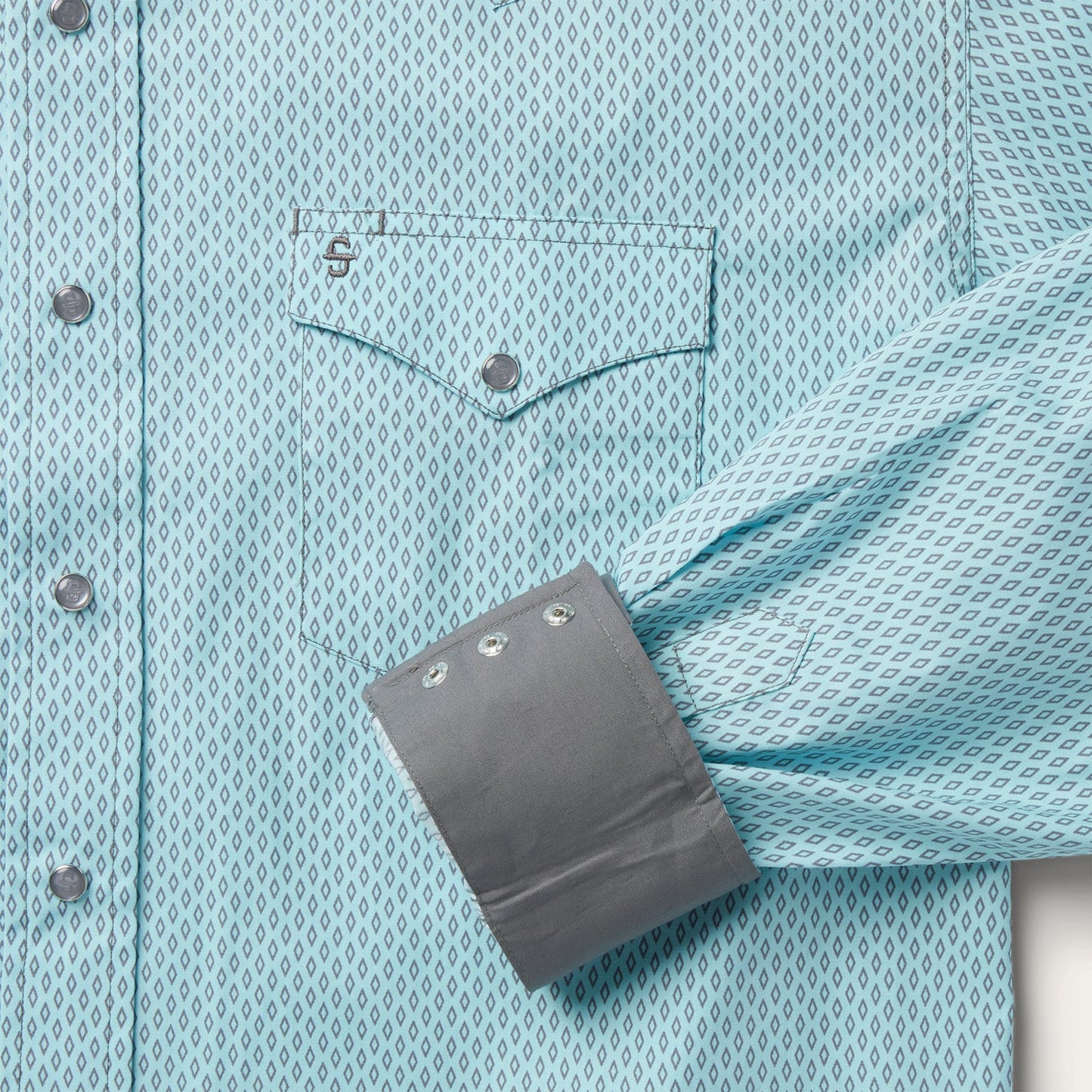 Silver Diamond Neat Print Western Shirt Men