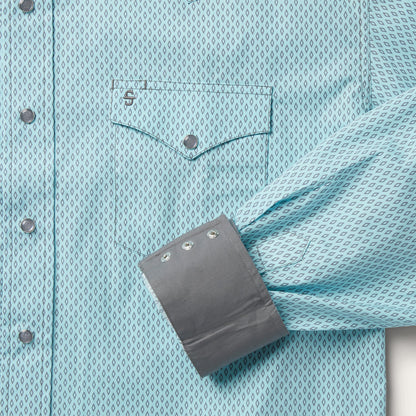 Silver Diamond Neat Print Western Shirt Men