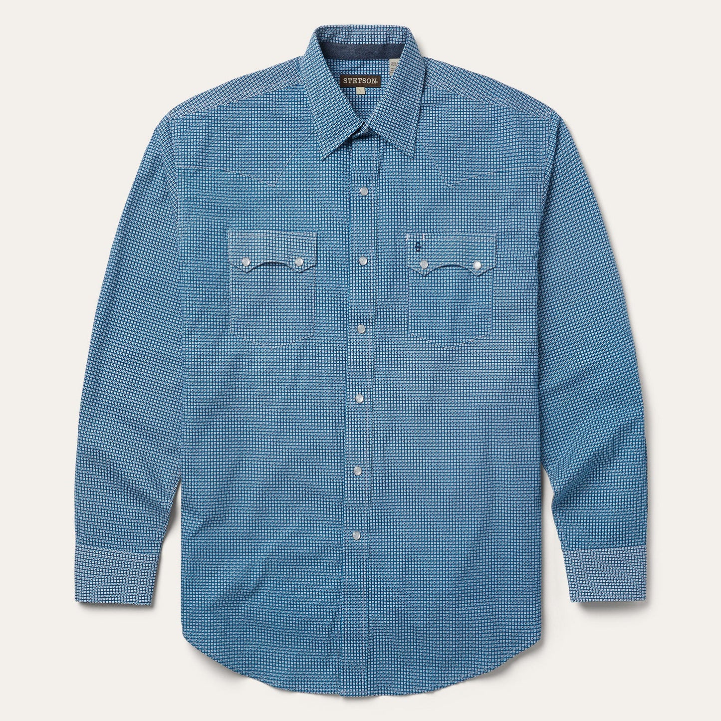 Micro Print Western Shirt Men