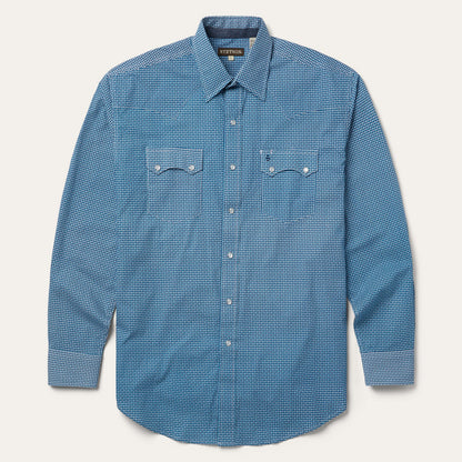 Micro Print Western Shirt Men