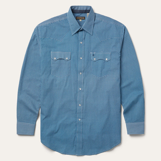 Micro Print Western Shirt Men