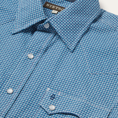 Micro Print Western Shirt Men