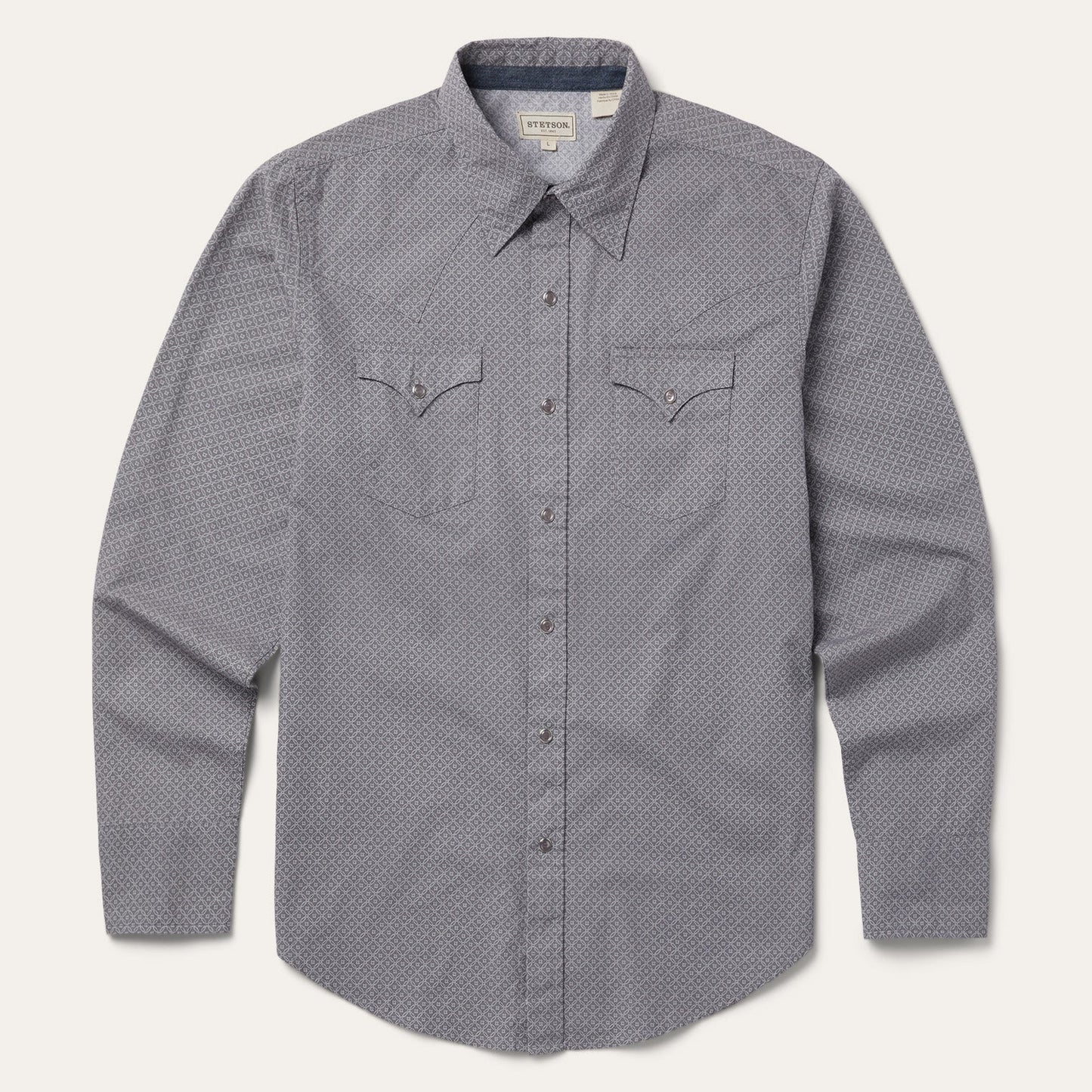 Diamond Print Western Shirt Men