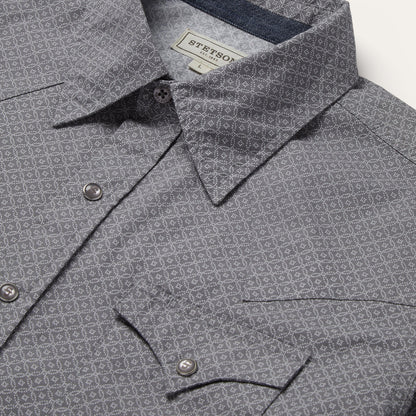 Diamond Print Western Shirt Men