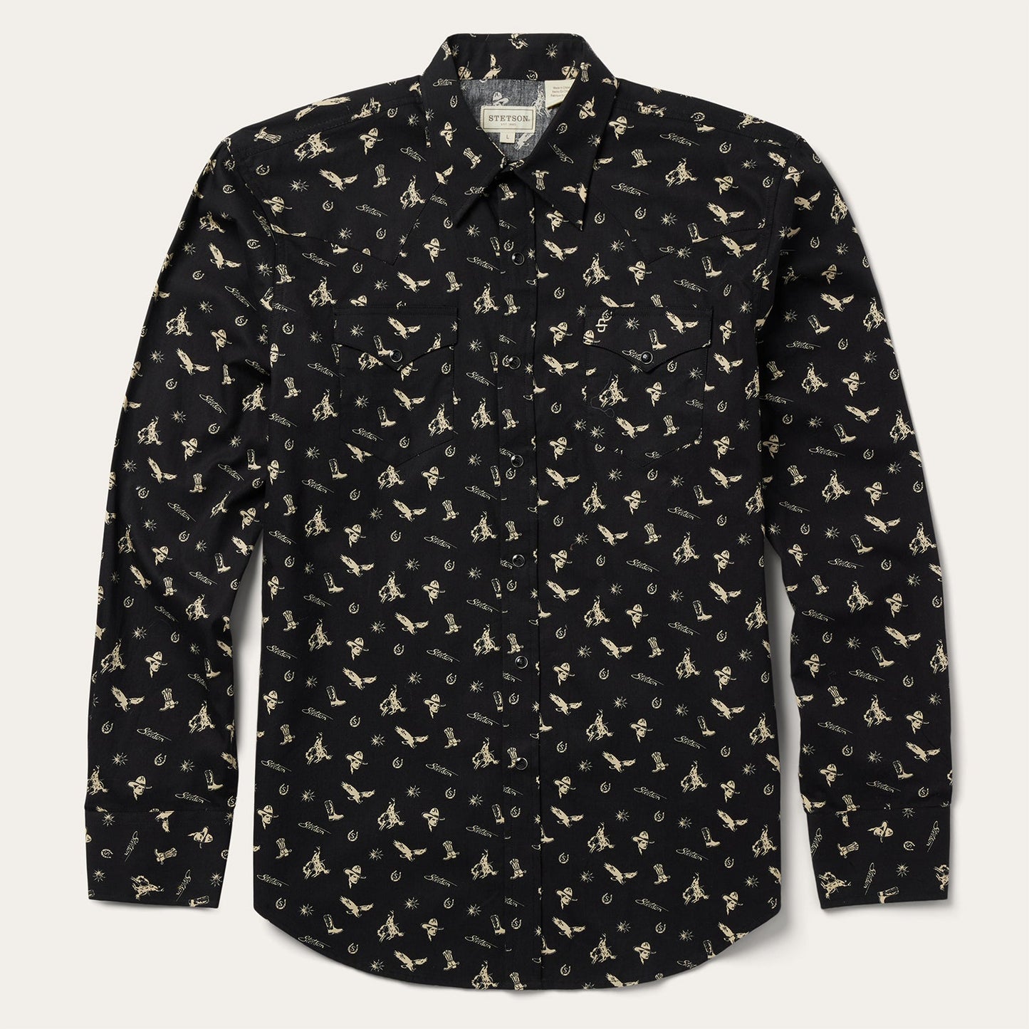 Conversation Print Western Shirt Men