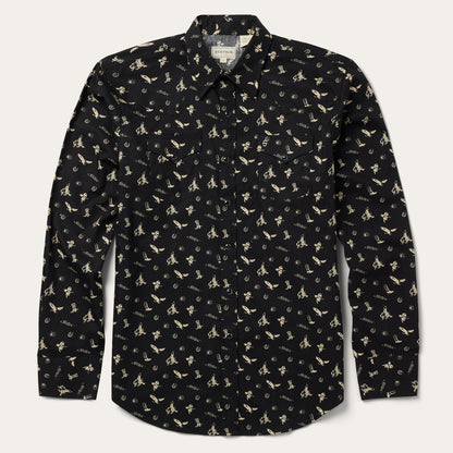 Conversation Print Western Shirt Men