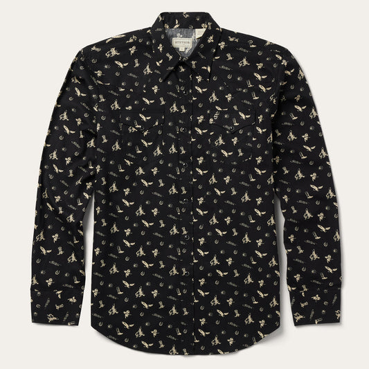 Conversation Print Western Shirt Men
