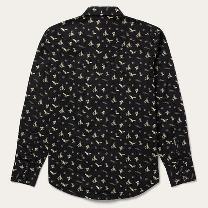 Conversation Print Western Shirt Men