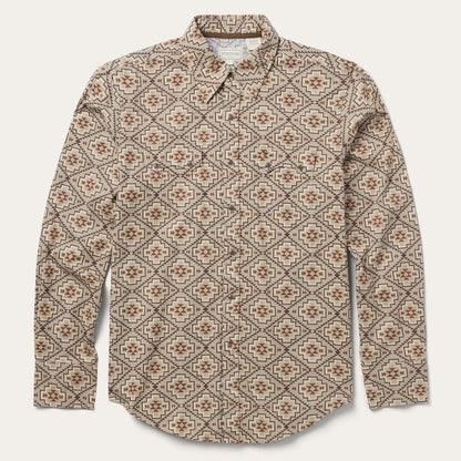 Brown Aztec Poplin Western Shirt Men