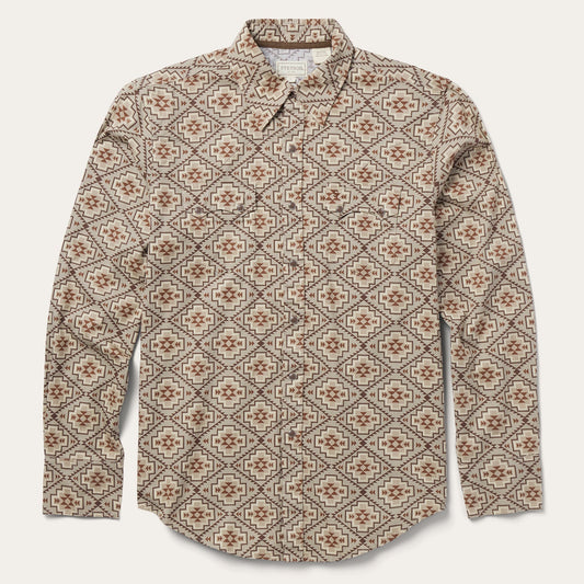 Brown Aztec Poplin Western Shirt Men