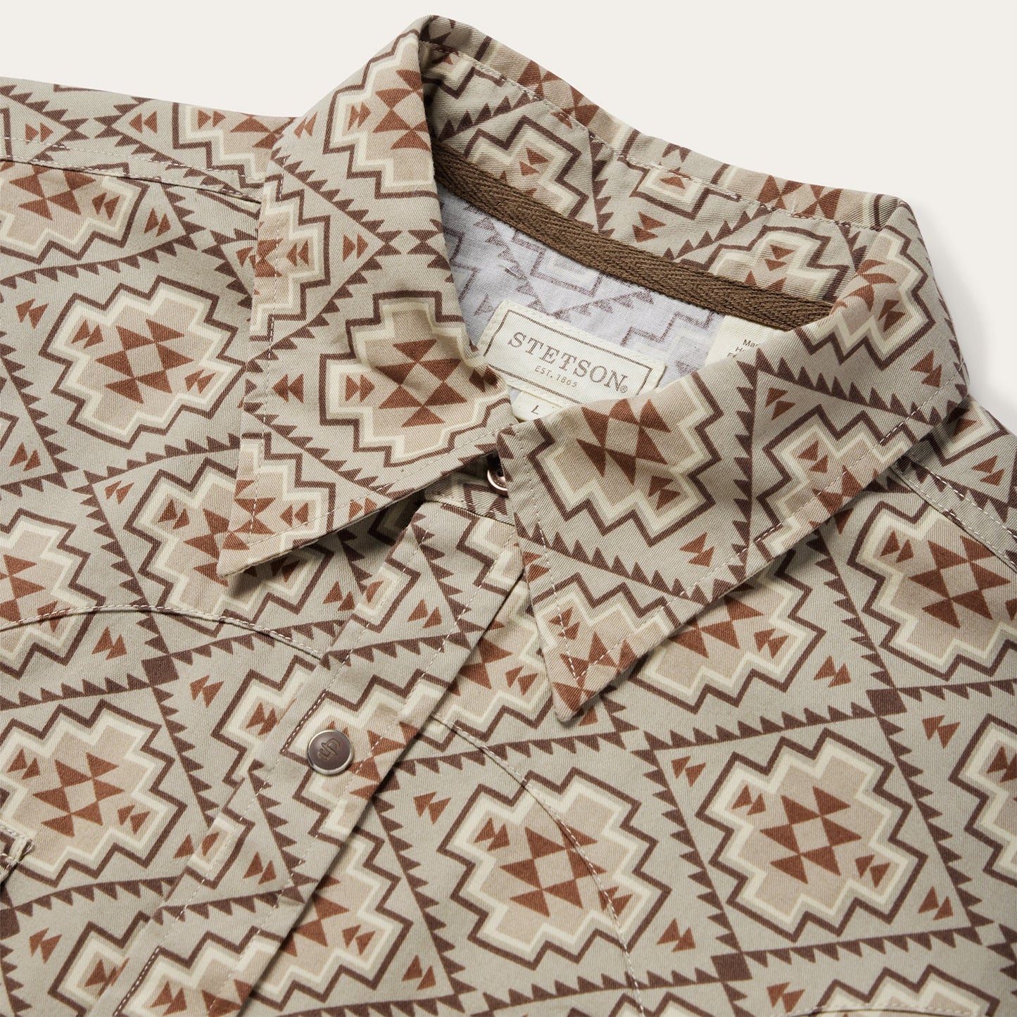 Brown Aztec Poplin Western Shirt Men