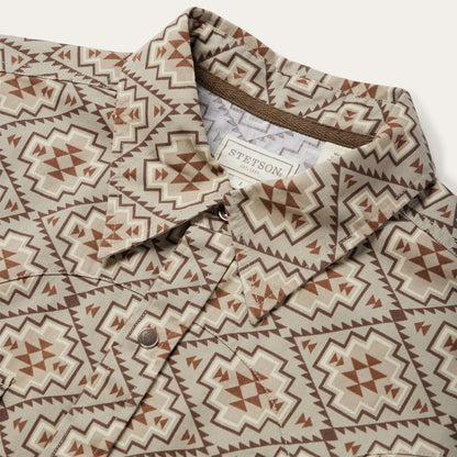 Brown Aztec Poplin Western Shirt Men