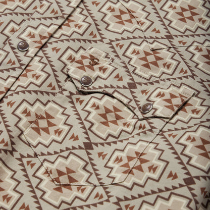 Brown Aztec Poplin Western Shirt Men