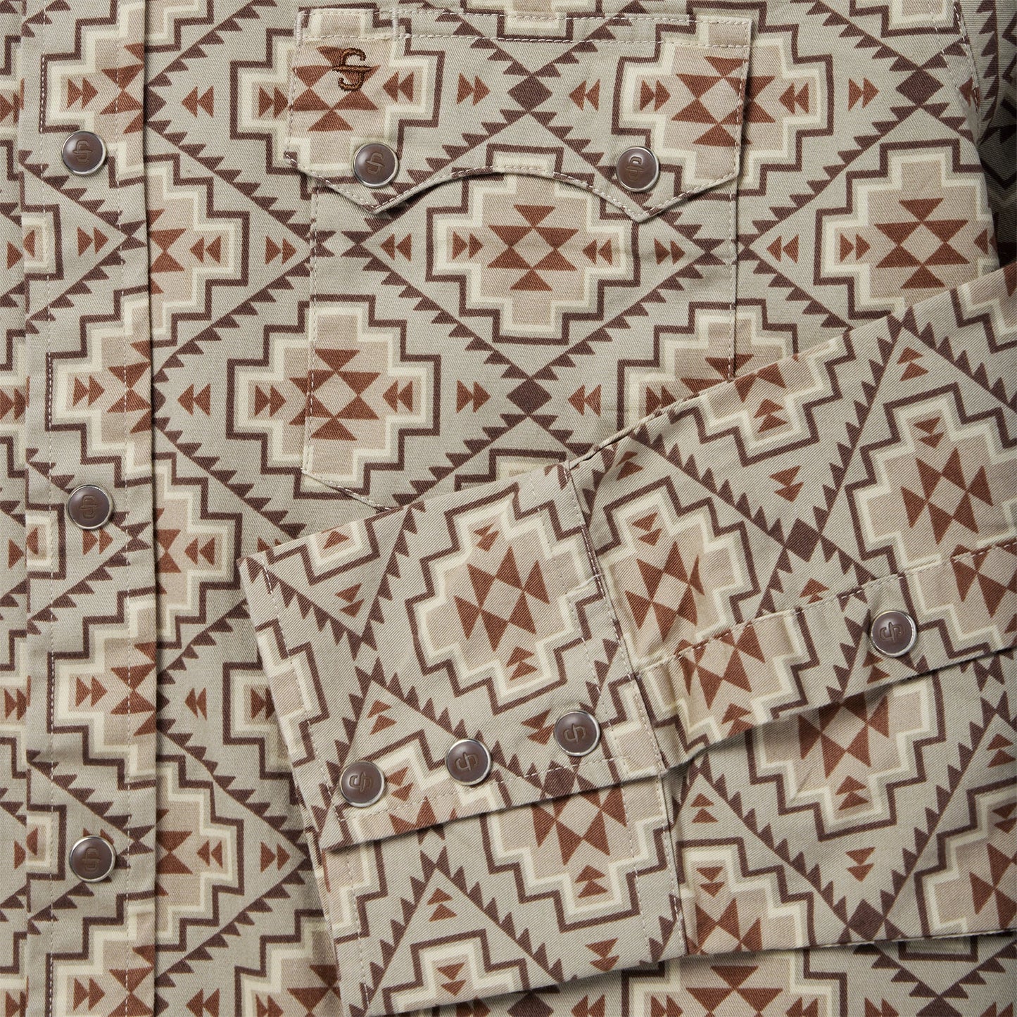 Brown Aztec Poplin Western Shirt Men