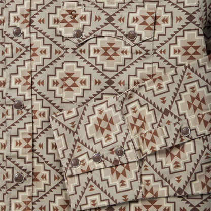 Brown Aztec Poplin Western Shirt Men