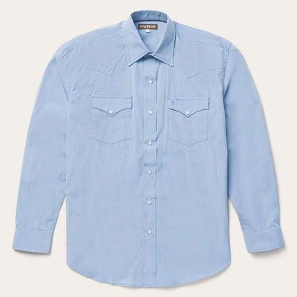 Blue End On End Solid Shirt Men