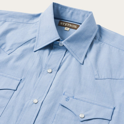 Blue End On End Solid Shirt Men